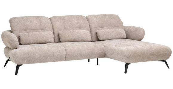 ECKSOFA inkl. Funktionen Taupe Chenille - Taupe/Schwarz, Design, Textil/Metall (282/189cm) - Novel