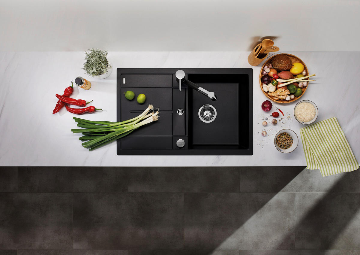 SPÜLE 525914  - Schwarz, Basics, Stein (78/19/50cm) - Blanco