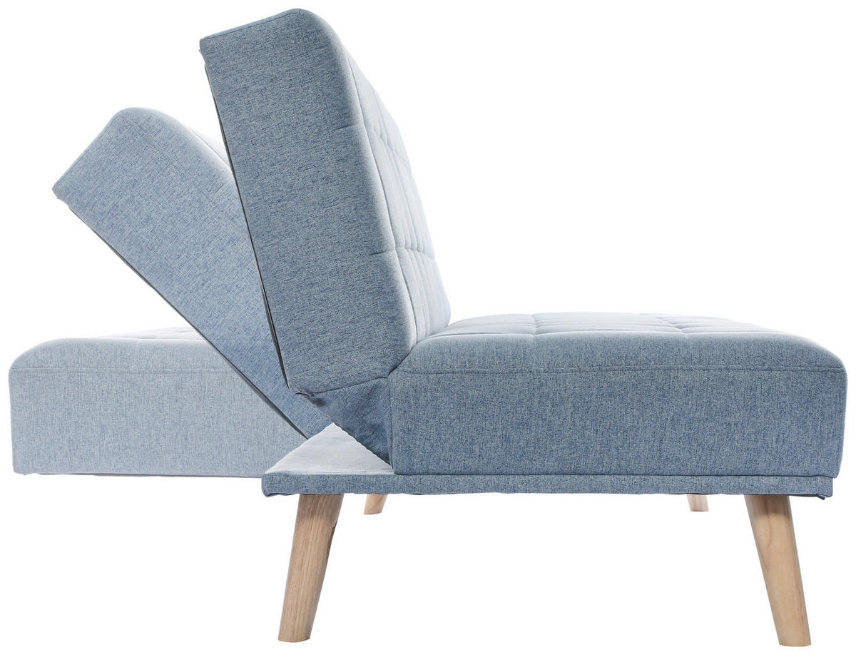 SCHLAFSOFA Leinenoptik Hellblau  - Schwarz/Naturfarben, Design, Holz/Kunststoff (179/81/85cm) - P & B