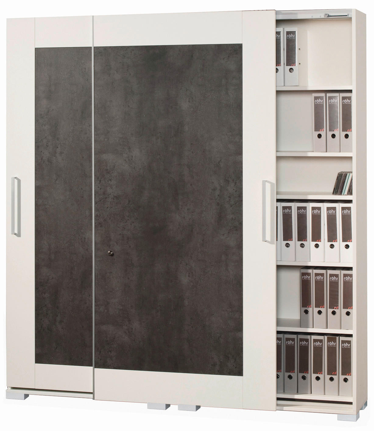 AKTENSCHRANK Grau, Weiß  - Weiß/Grau, Design, Holzwerkstoff (280/220,5/40cm) - Moderano