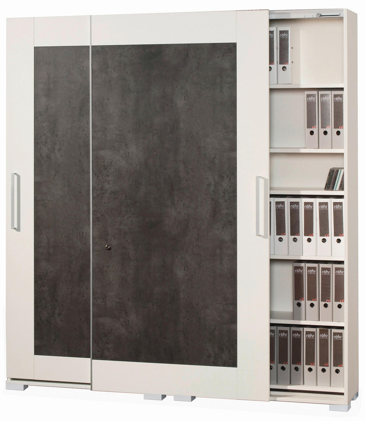 AKTENSCHRANK Grau, Weiß  - Weiß/Grau, Design, Holzwerkstoff (280/220,5/40cm) - Moderano