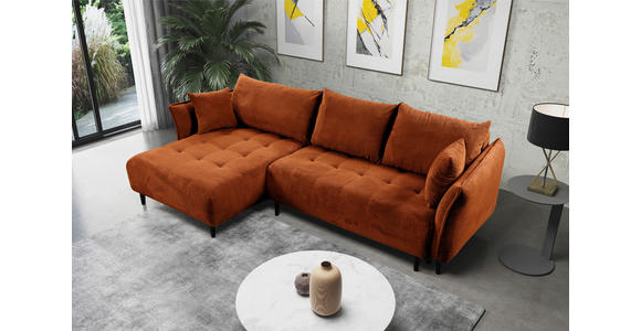 ECKSOFA Rostfarben Chenille - Rostfarben/Schwarz, KONVENTIONELL, Holz/Textil (160/290cm) - Carryhome