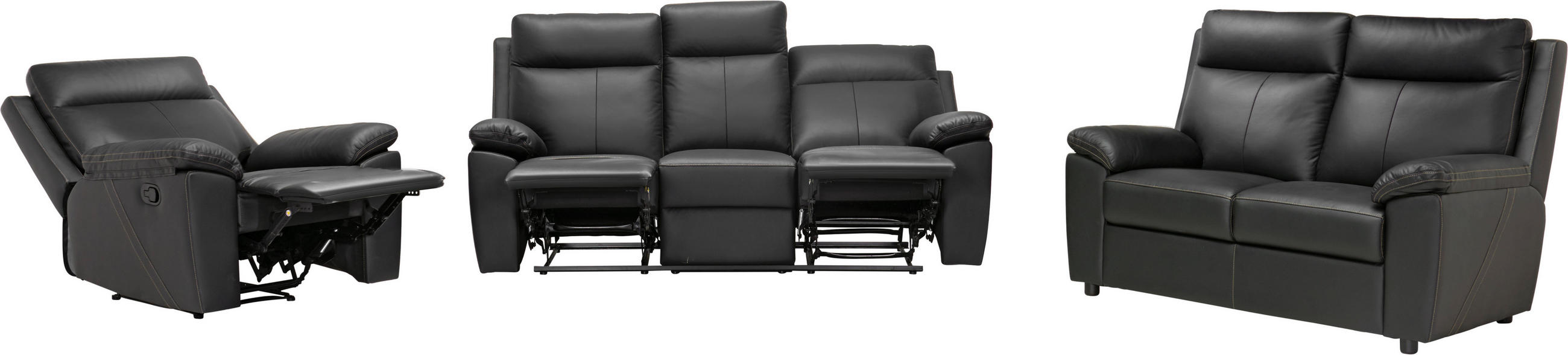 SOFFGRUPP i läderimitation kombination läder/läderimitation svart  - svart/cremefärgad, Klassisk, läder/textil - Xora