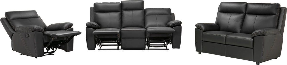 SOFFGRUPP i läderimitation kombination läder/läderimitation svart  - svart/cremefärgad, Klassisk, läder/textil - Xora