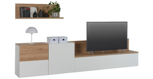 WOHNWAND 4-teilig  in Weiß, Eiche Artisan  295/65/42 cm  - Schwarz/Weiß, MODERN, Holzwerkstoff/Kunststoff (295/65/42cm) - Carryhome