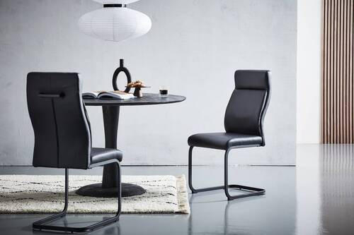 SCHWINGSTUHL  in Eisen Lederlook  - Schwarz, MODERN, Textil/Metall (44/102/61cm) - Livetastic