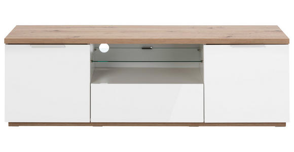 LOWBOARD  in 160/51/40,5 cm  - Weiß Hochglanz/Weiß, MODERN, Glas/Holzwerkstoff (160/51/40,5cm) - Carryhome