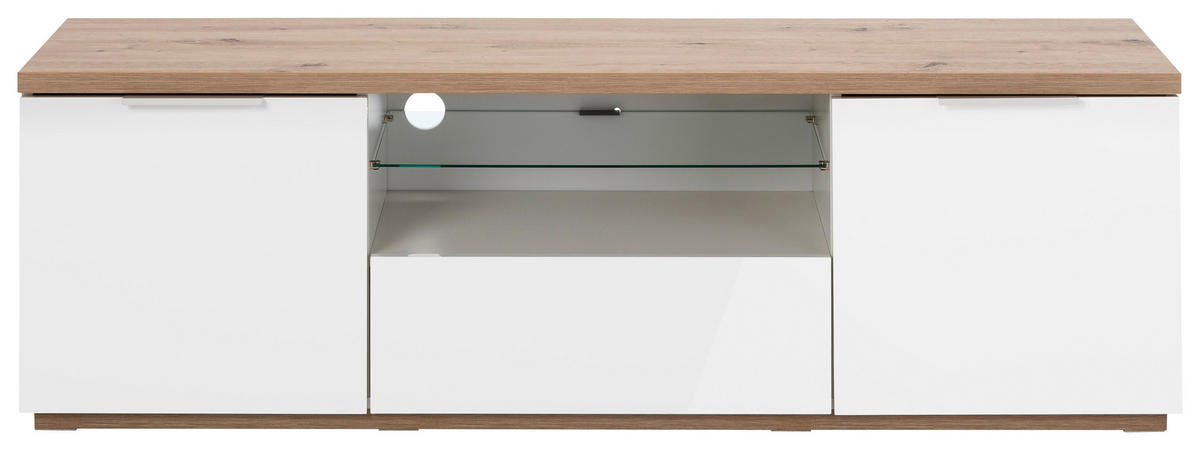 LOWBOARD  in 160/51/40,5 cm  - Weiß Hochglanz/Weiß, MODERN, Glas/Holzwerkstoff (160/51/40,5cm) - Carryhome