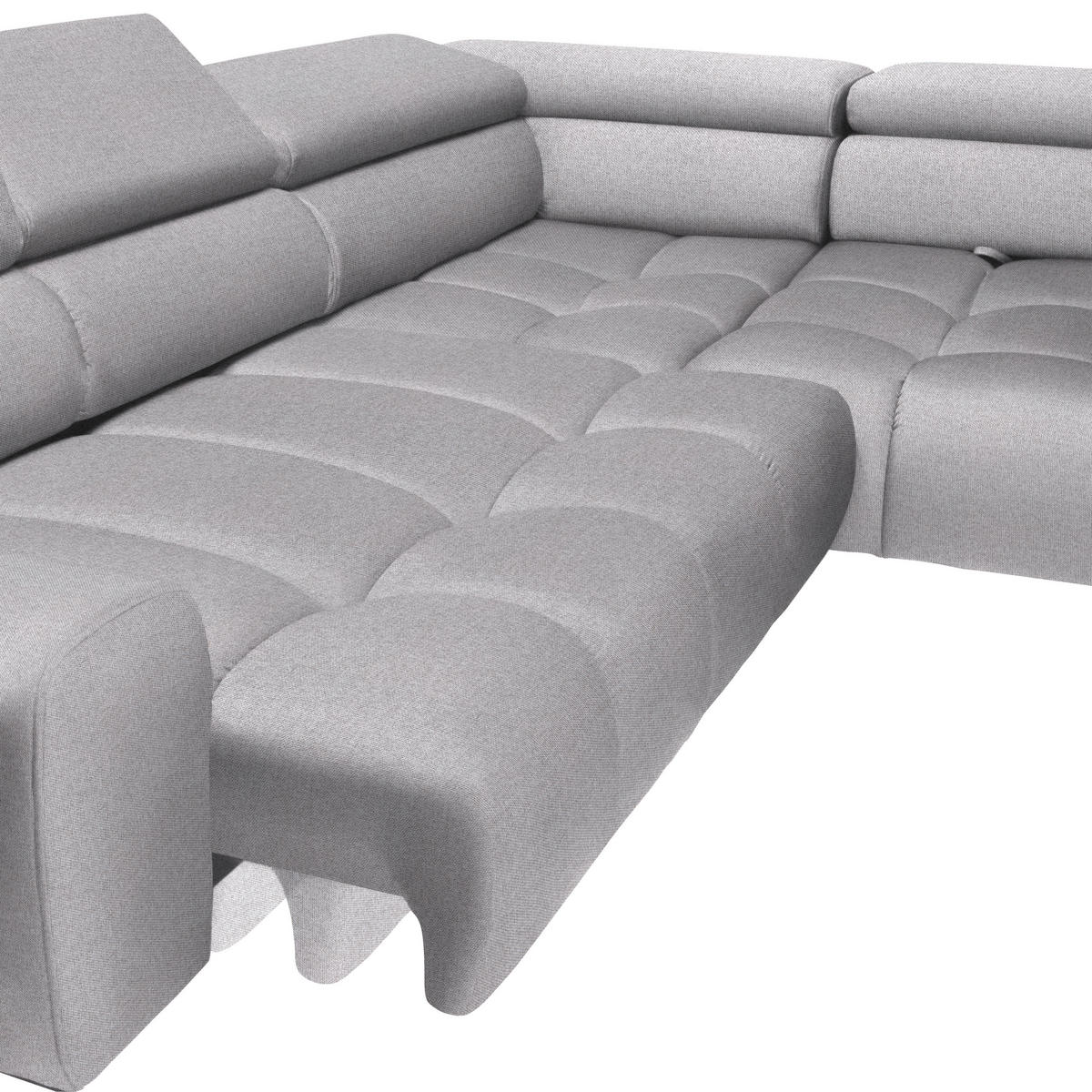 ECKSOFA Hellgrau Webstoff  - Hellgrau/Schwarz, Design, Textil/Metall (300/216cm) - Welnova