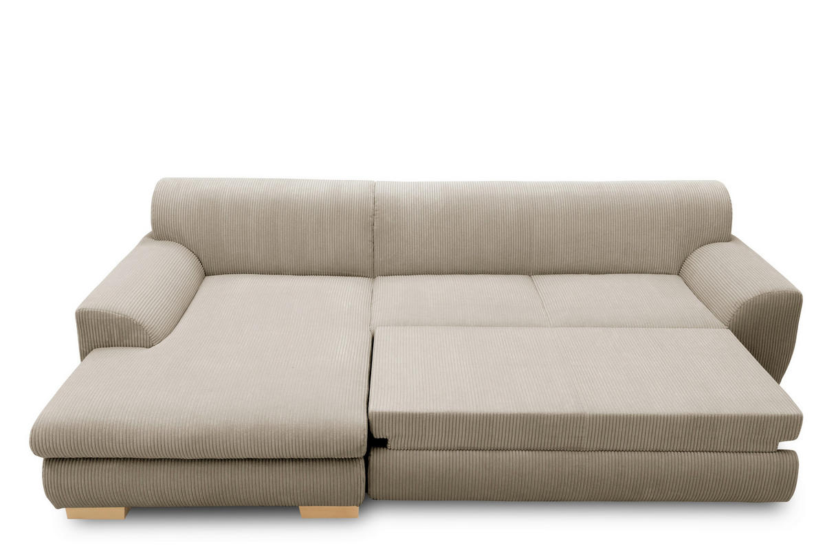 ECKSCHLAFSOFA NIKA Schlammfarben Webstoff  - Schlammfarben/Silberfarben, Basics, Holz/Textil (277/156cm) - MID.YOU