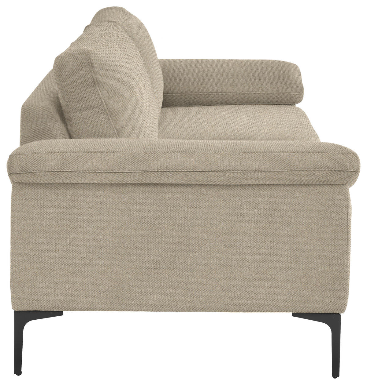 3-SITZER-SOFA in Flachgewebe Beige  - Beige/Schwarz, Design, Textil/Metall (226/89/97cm) - Pure Home Lifestyle