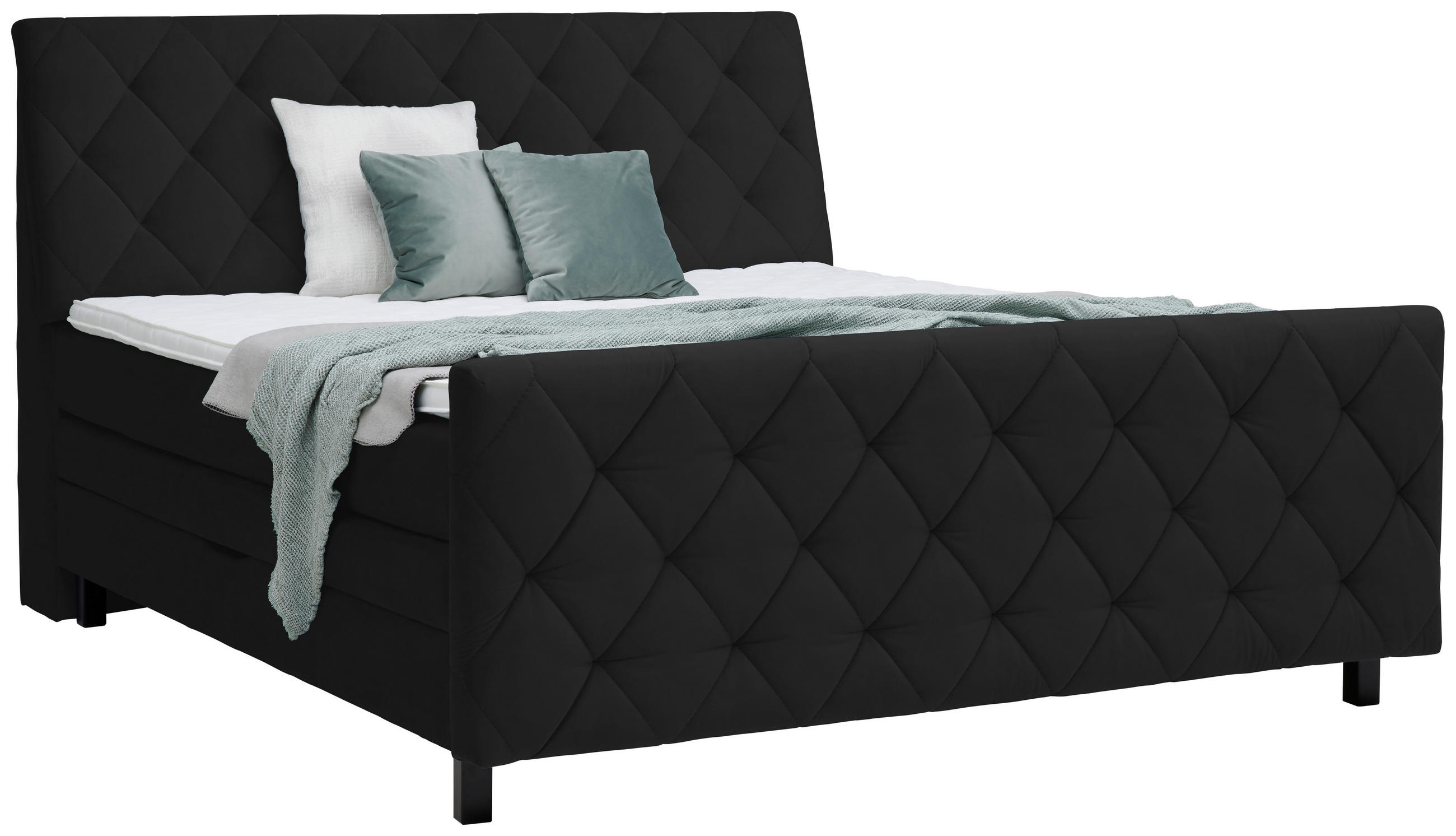 BOXSPRINGBETT 180/200 cm  in Schwarz  - Schwarz, KONVENTIONELL, Holz/Textil (180/200cm) - Ti'me