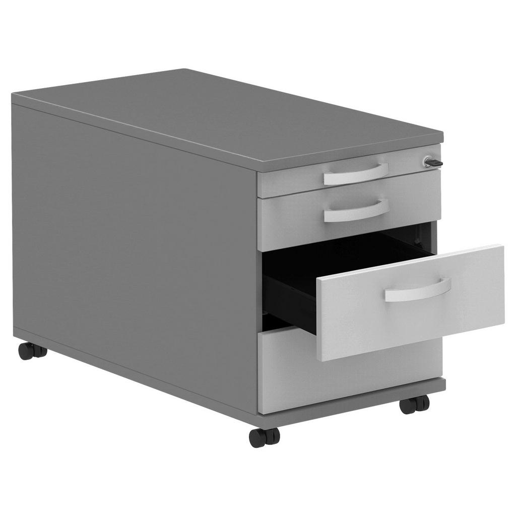 Thumbnail - Moderano Rollcontainer, Anthrazit, Alu, Hellgrau, Metall, 4 Schubladen, 42.7x54.4x80 cm, Made in Germany, umfangreiches ...