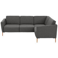 ECKSOFA  in Flachgewebe Anthrazit Rücken echt  238/186 cm  - Eichefarben/Anthrazit, Design, Holz/Textil (238/186cm) - Valnatura