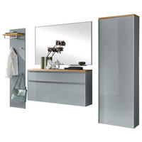 GARDEROBE 5-teilig  in 255/195/31 cm  - Grau, Design, Glas/Holz (255/195/31cm)