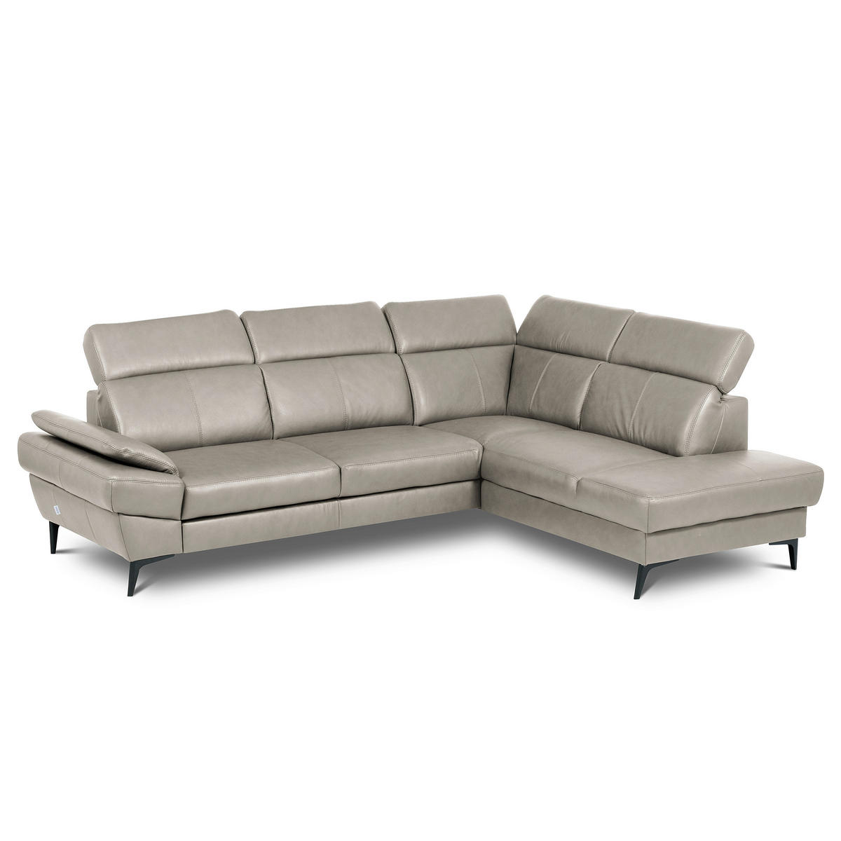 ECKSOFA  in Lederlook Echtleder Pinienfarben  - Schwarz/Pinienfarben, Design, Leder/Textil (264/211cm) - Livetastic