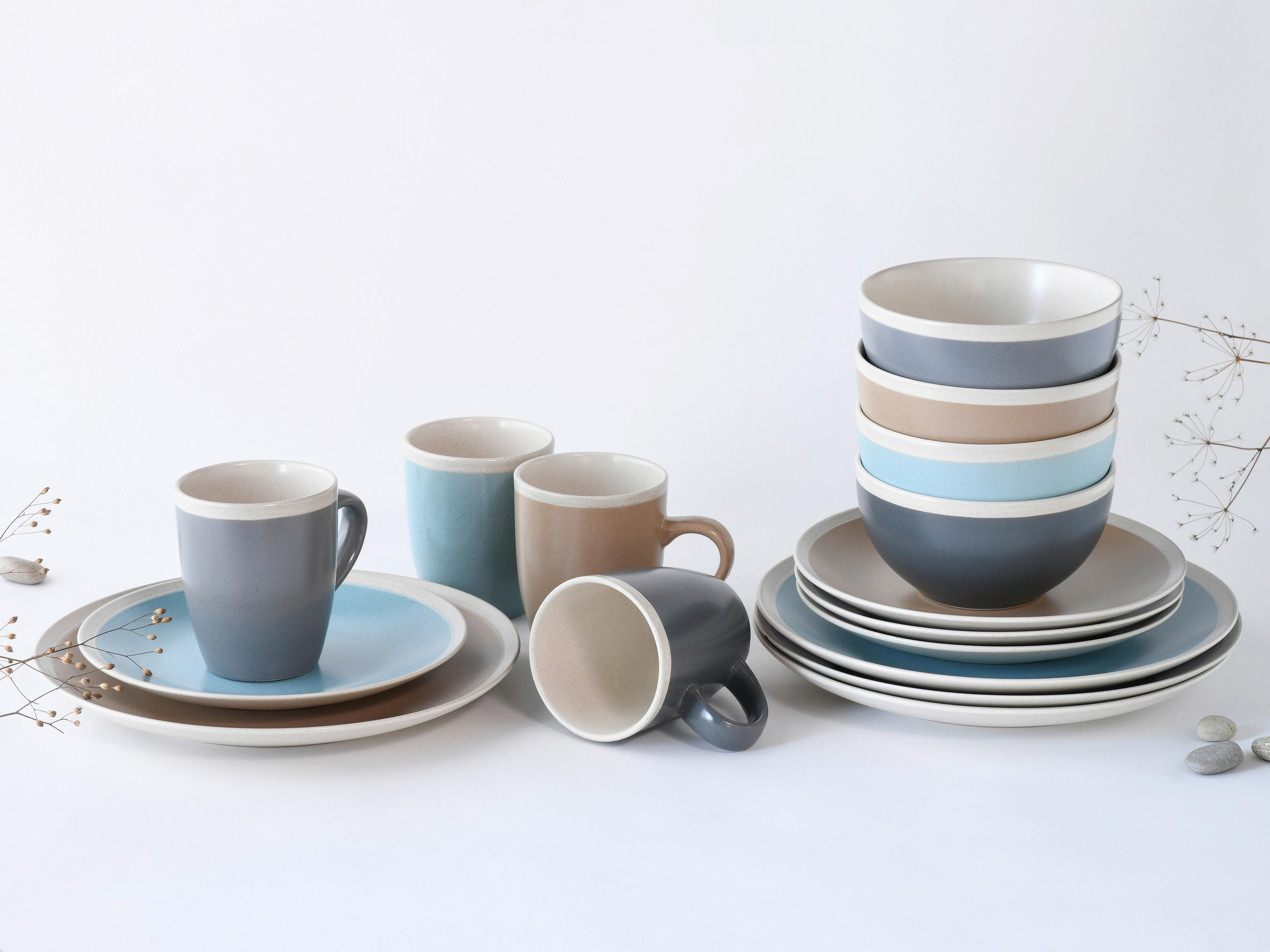 KOMBISERVICE Multicolor 16-teilig Nordic Living  - Multicolor, KONVENTIONELL, Keramik (38,5/30,5/32,5cm) - Creatable