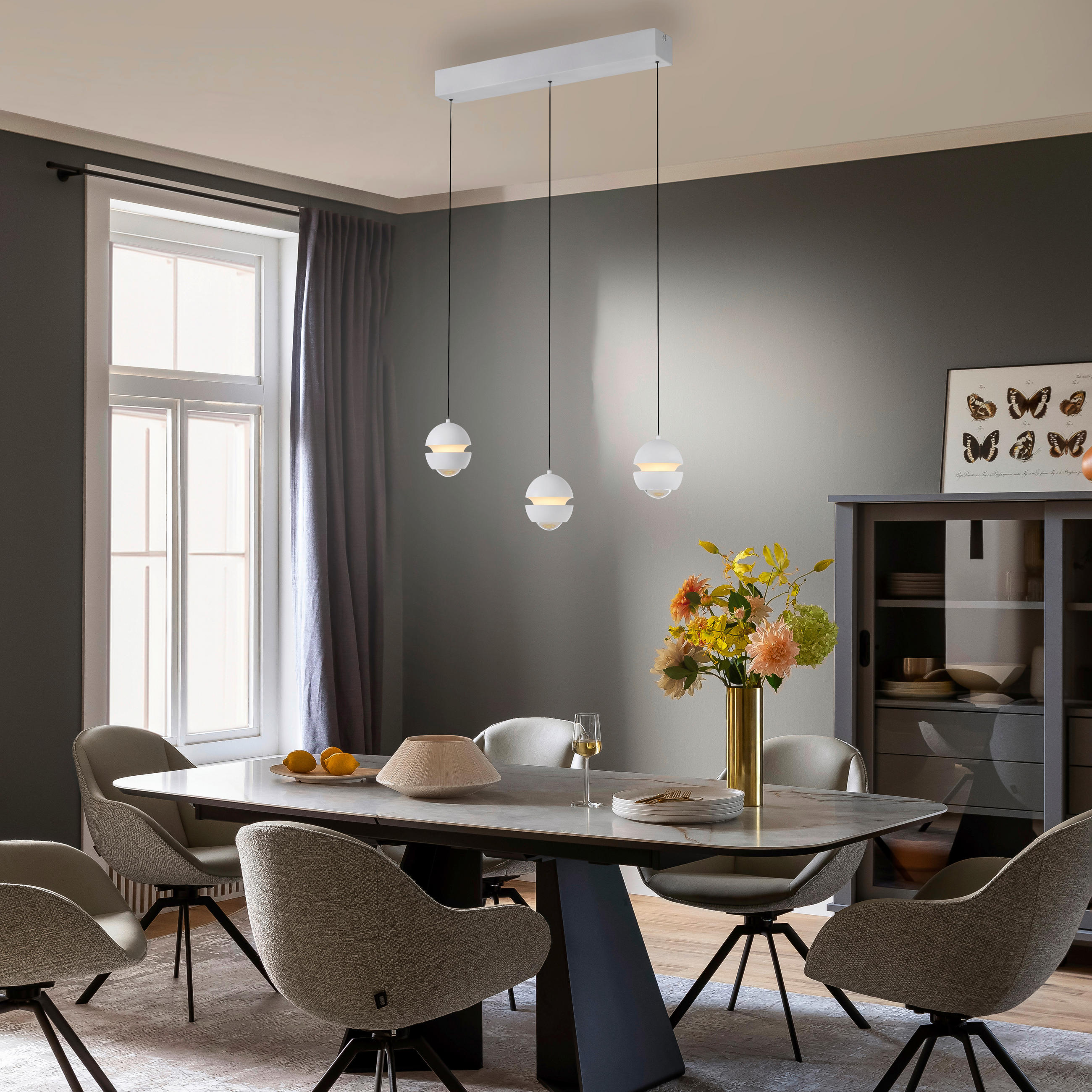 Fabas Pendelleuchte Schwarz/gold, 200 Cm Hoch – 46W ECO, E27 Fassung, Für Wohnräume Und Esszimmer