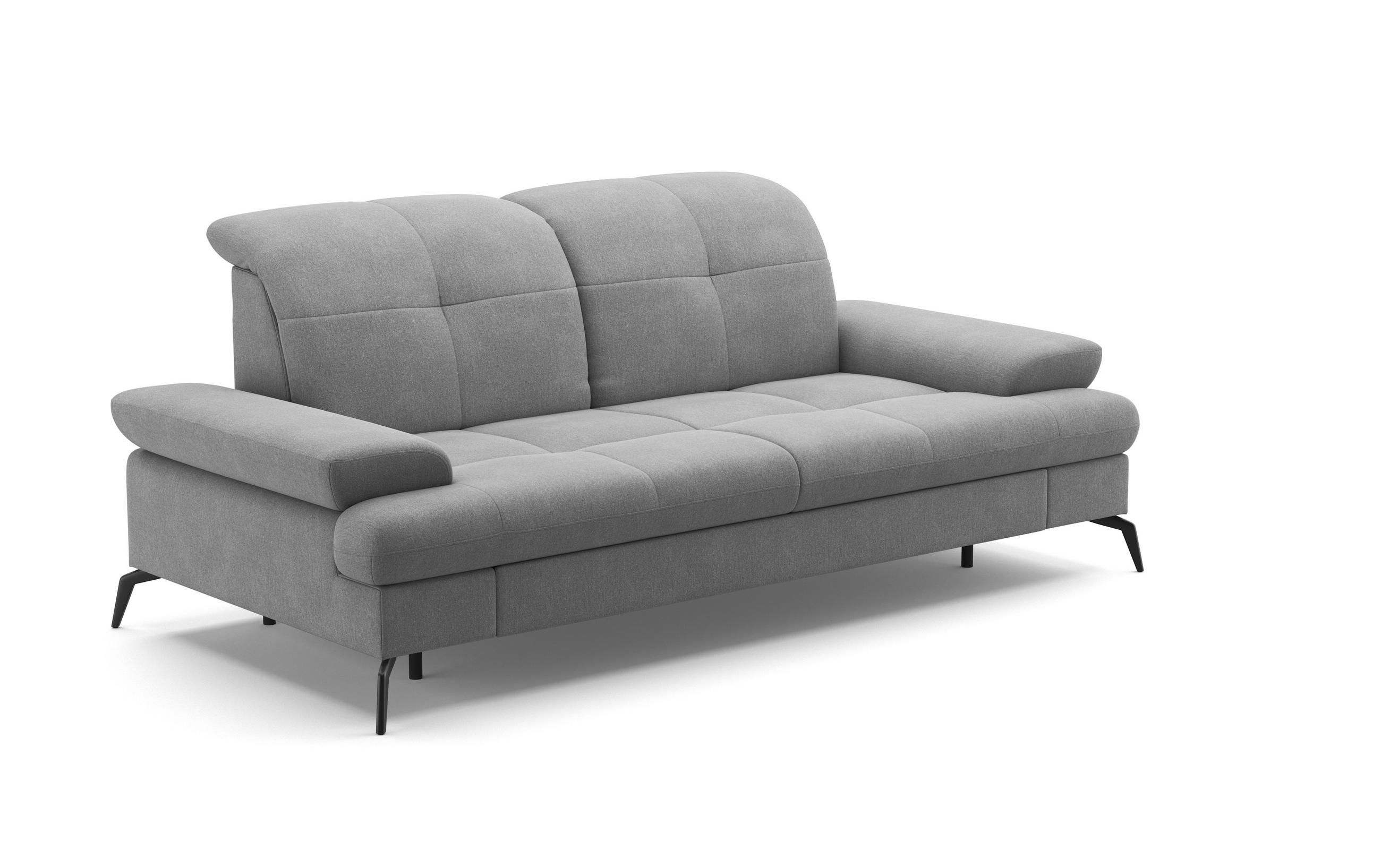 3-SITZER-SOFA in Flachgewebe Grau  - Schwarz/Grau, Konventionell, Textil/Metall (212/90/122cm) - Sit & More