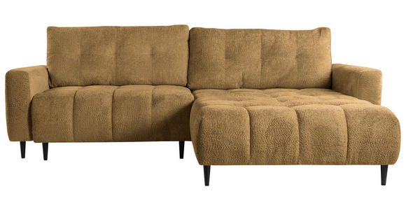 ECKSOFA Honig Chenille  - Schwarz/Honig, KONVENTIONELL, Holz/Textil (266/180cm) - Carryhome