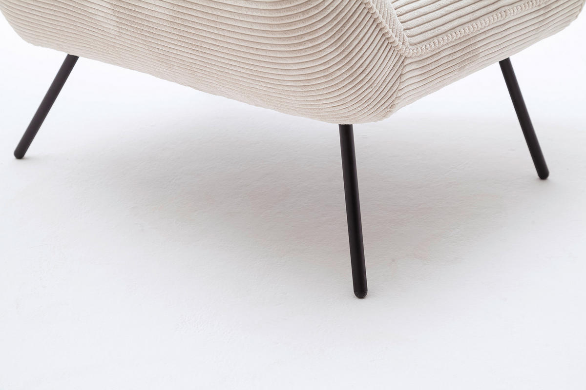 SESSEL in Cord Naturfarben  - Schwarz/Naturfarben, Design, Textil/Metall (90/112/94cm) - Pure Home Lifestyle