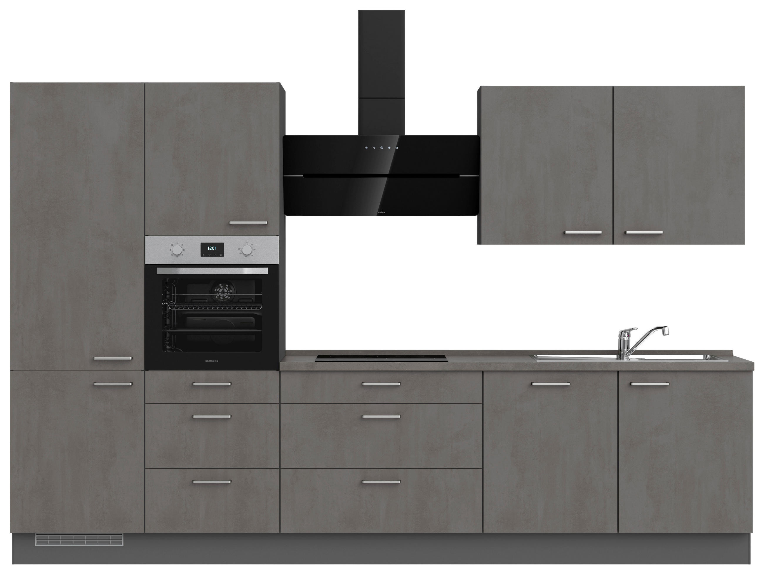 KÜCHENLEERBLOCK 330 cm   in Schieferfarben  - Schieferfarben/Edelstahlfarben, MODERN, Holzwerkstoff/Metall (330cm) - Nobilia