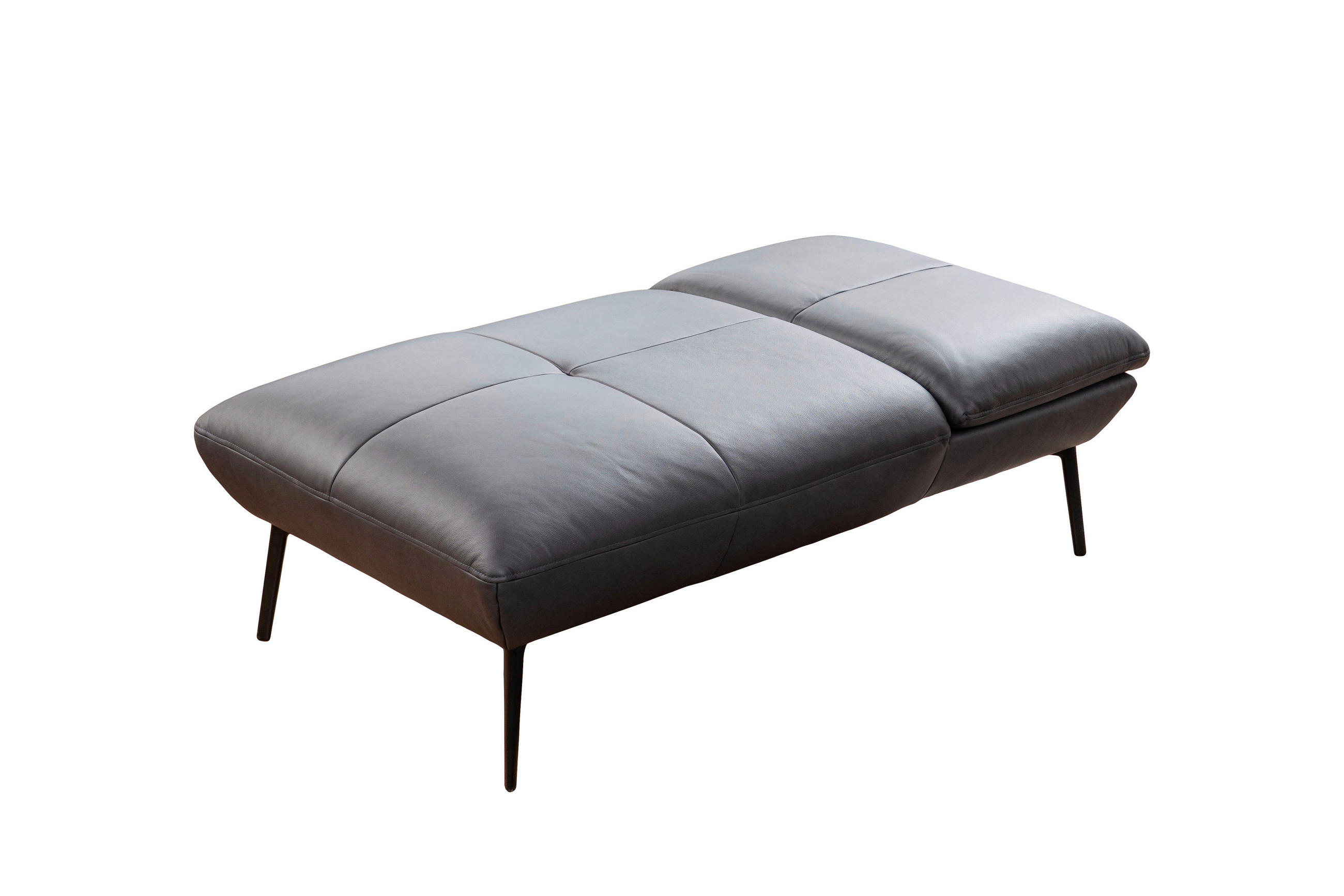 HOCKER Echtleder Anthrazit  - Anthrazit/Schwarz, Design, Leder/Metall (142/43/80cm) - Moderano