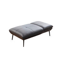 HOCKER Echtleder Anthrazit  - Anthrazit/Schwarz, Design, Leder/Metall (142/43/80cm) - Moderano