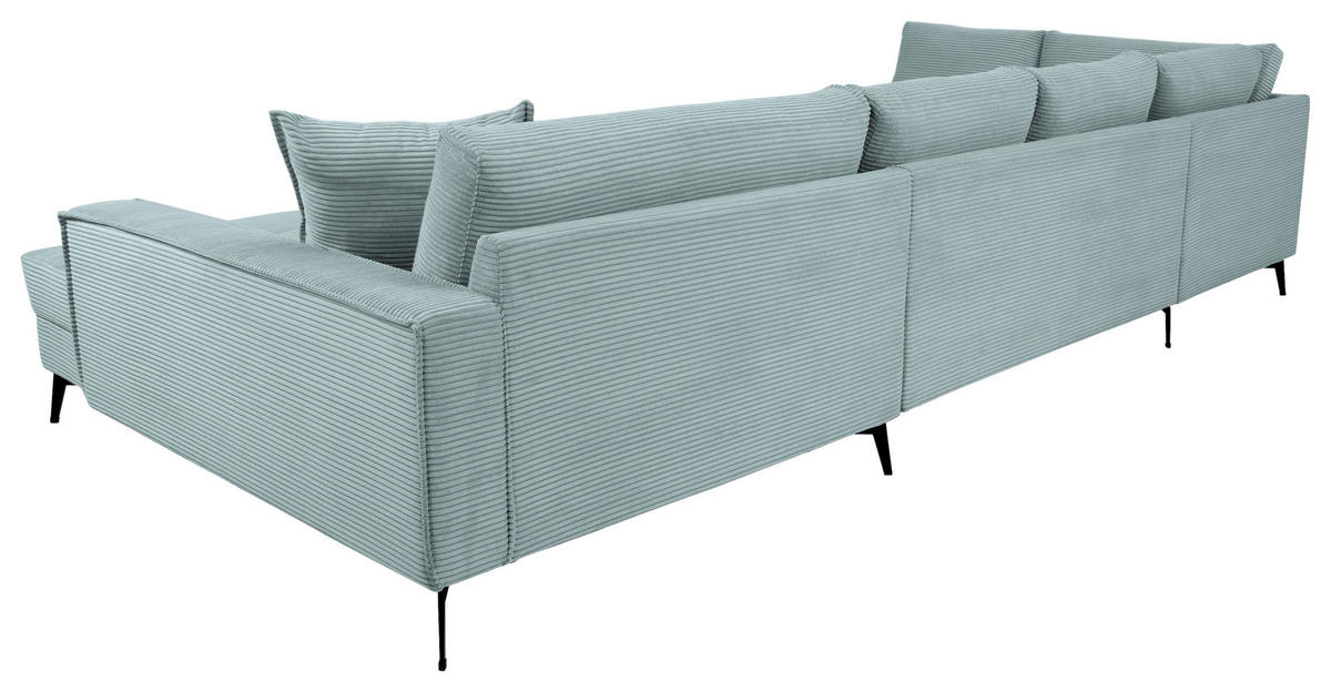 WOHNLANDSCHAFT ZERO Salbeigrün Cord  - Salbeigrün/Schwarz, Trend, Textil/Metall (195/362/173cm) - Livetastic