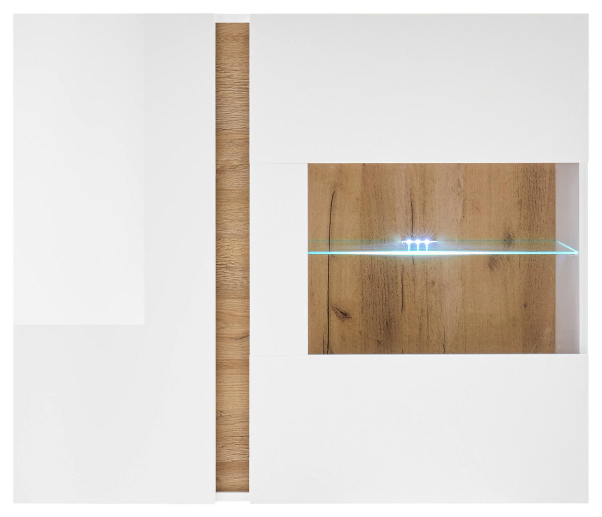 HÄNGEVITRINE in Weiß, Eichefarben  - Eichefarben/Weiß, Design, Glas/Holzwerkstoff (97/83/40cm) - MID.YOU