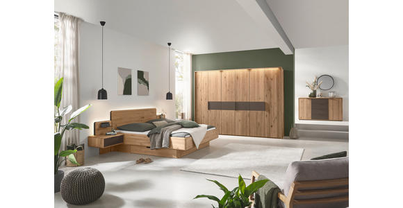 BETTANLAGE - Wildeiche/Bronzefarben, Natur, Glas/Holz (180/200cm) - Valnatura