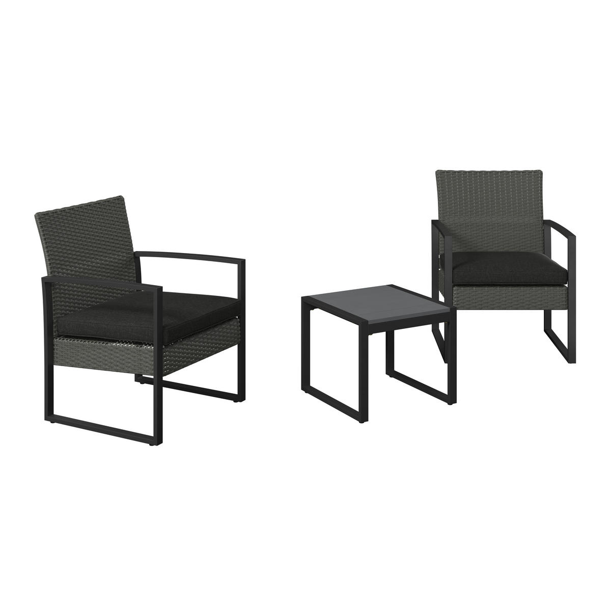 BALKONSET Grau 3-teilig  - Grau, Design, Kunststoff/Textil - Ambia Garden