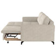 ECKSOFA in Flachgewebe, Leinenoptik Beige  - Beige/Schwarz, Design, Textil/Metall (170/242cm) - Xora