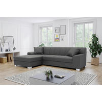 ECKSCHLAFSOFA  CAPRI Grau Struktur  - Chromfarben/Grau, KONVENTIONELL, Textil/Metall (152/239cm) - MID.YOU