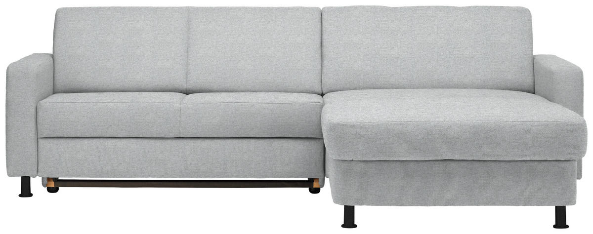 ECKSOFA in Webstoff Hellgrau  - Hellgrau/Schwarz, Design, Kunststoff/Textil (257/165cm) - Xora