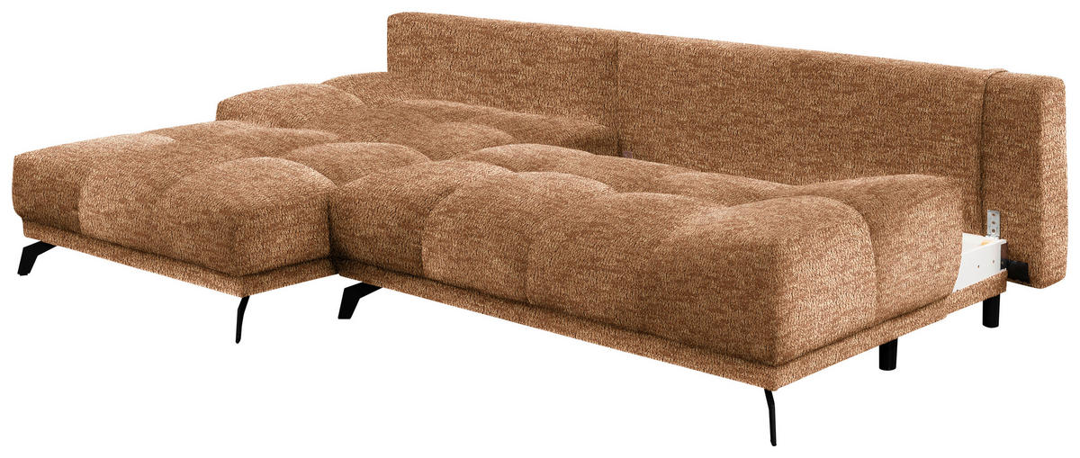 ECKSOFA in Chenille Goldfarben  - Goldfarben/Schwarz, Modern, Textil/Metall (182/290cm) - Hom`in