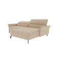 ECKSOFA Beige Flachgewebe Rücken echt, Kopfteilverstellung, Sitztiefenverstellung  - Beige/Schwarz, KONVENTIONELL, Textil/Metall (272/175cm) - Carryhome