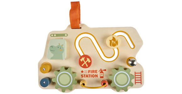 MOTORIKSPIEL Spielbrett Feuerwehr  - Multicolor/Naturfarben, Basics, Holzwerkstoff/Textil (24,5/16/5cm) - My Baby Lou
