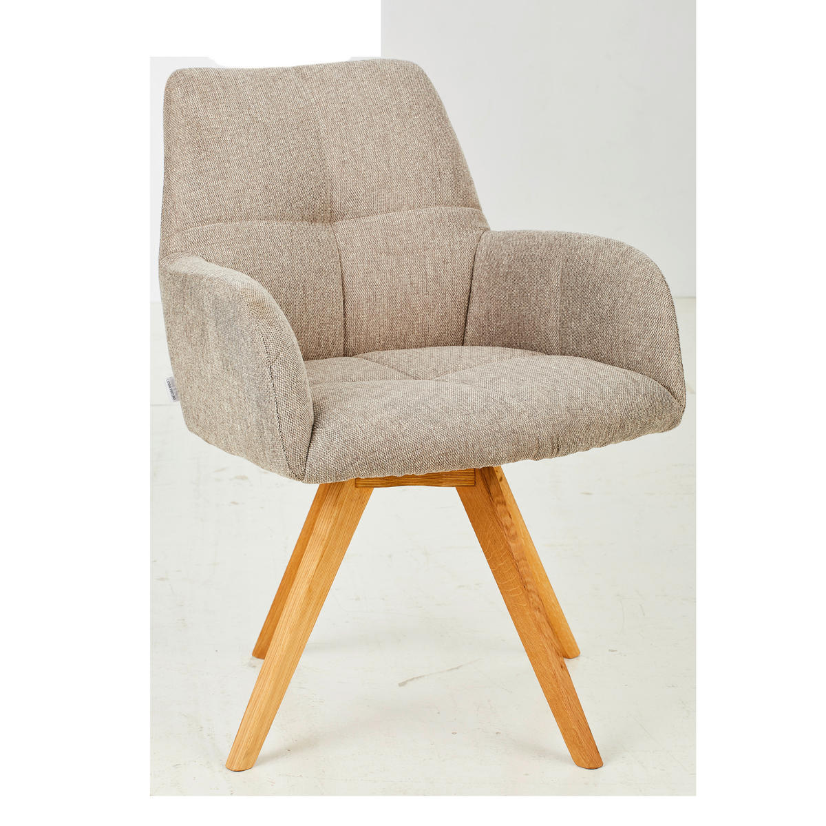 ARMLEHNSTUHL drehbar  in Webstoff  - Taupe/Eichefarben, KONVENTIONELL, Holz/Textil (62/87,5/68,5cm) - Linea Natura