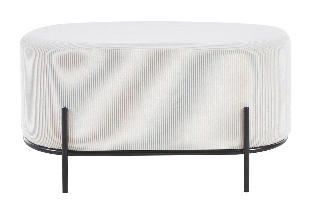 HOCKER in Textil Beige  - Beige/Schwarz, MODERN, Textil/Metall (80/42/40cm) - Livetastic