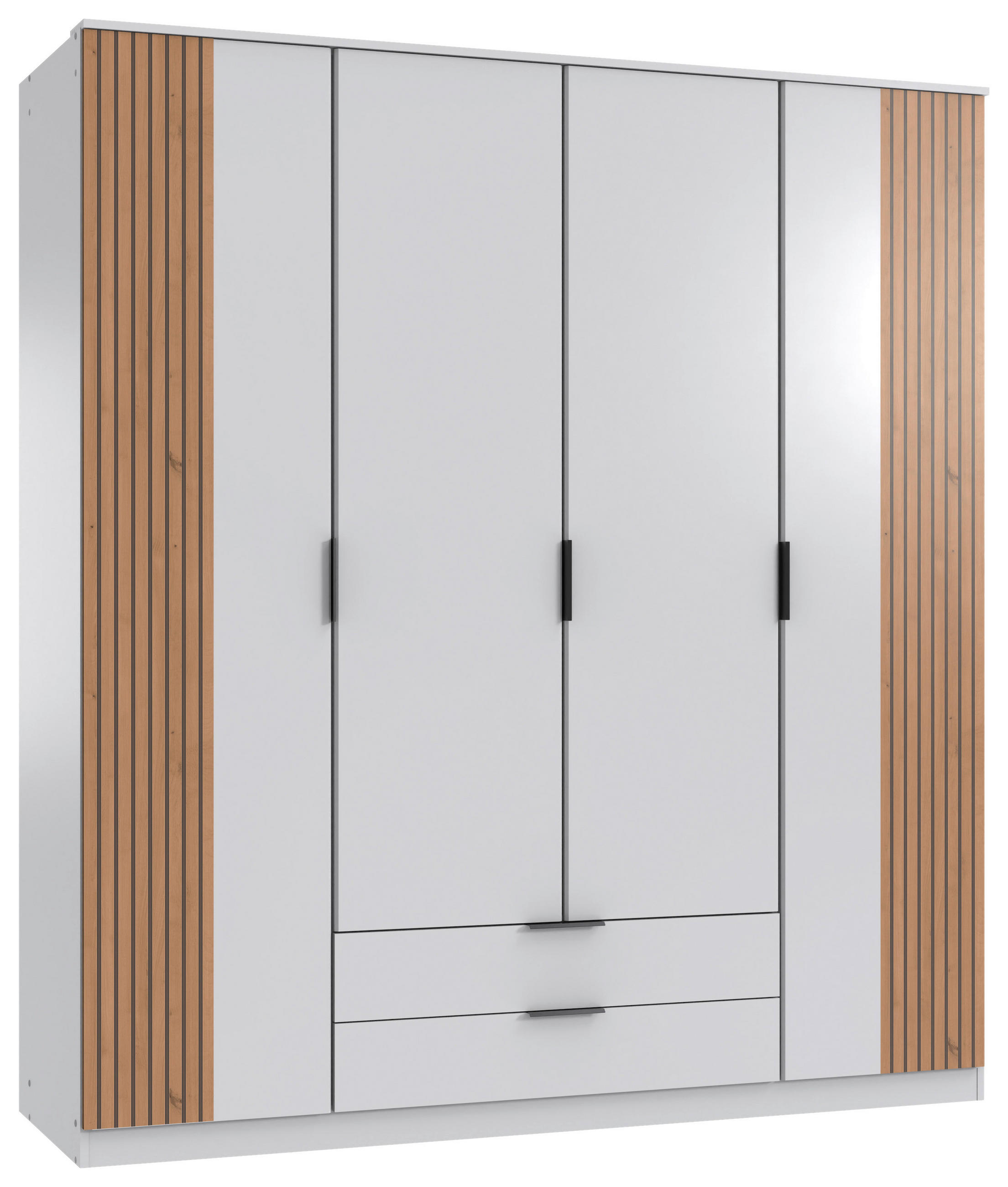 KLEIDERSCHRANK Weiss, Eiche Artisan  - Weiss/Schwarz, Konventionell, Holzwerkstoff/Metall (180/199/58cm) - Boxxx