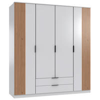 KLEIDERSCHRANK Weiss, Eiche Artisan  - Weiss/Schwarz, Konventionell, Holzwerkstoff/Metall (180/199/58cm) - Boxxx