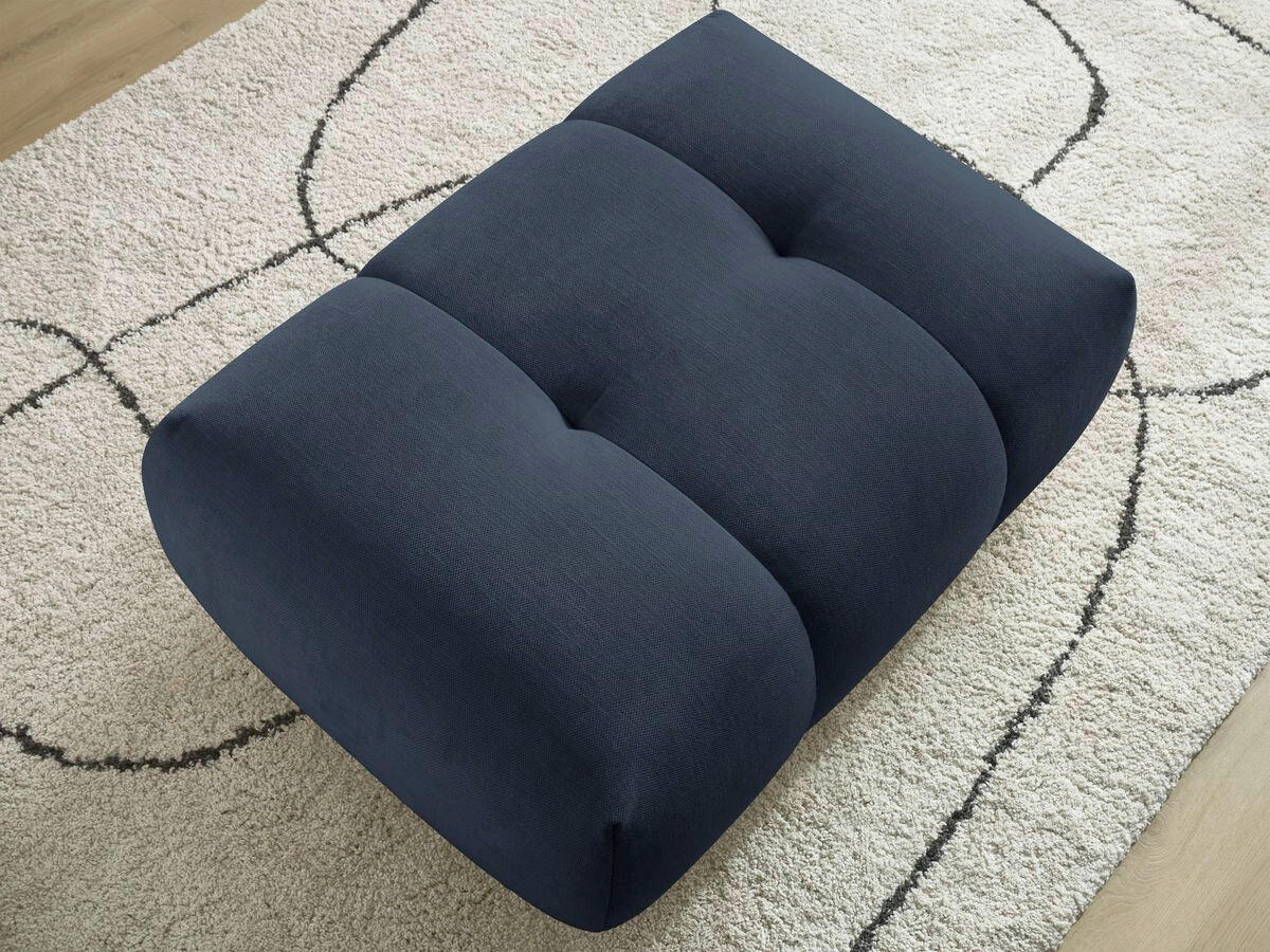 HOCKER FUJI  Leinenoptik Dunkelblau  - Schwarz/Dunkelblau, MODERN, Kunststoff/Textil (112/44/80cm)