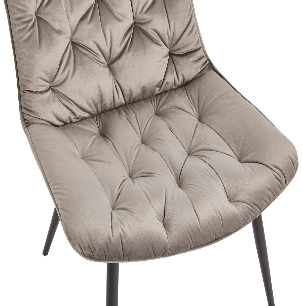 STUHL Samt Grau Pappel Sperrholz  - Schwarz/Grau, MODERN, Holz/Textil (52/85/59cm) - Livetastic