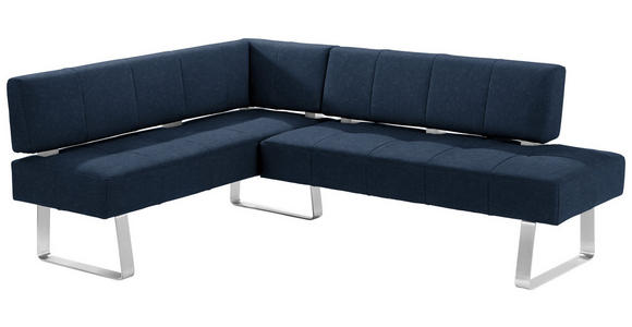 ECKBANK 165/227 cm Mikrofaser Dunkelblau, Edelstahlfarben Metall - Edelstahlfarben/Dunkelblau, Design, Textil/Metall (165/227cm) - Moderano