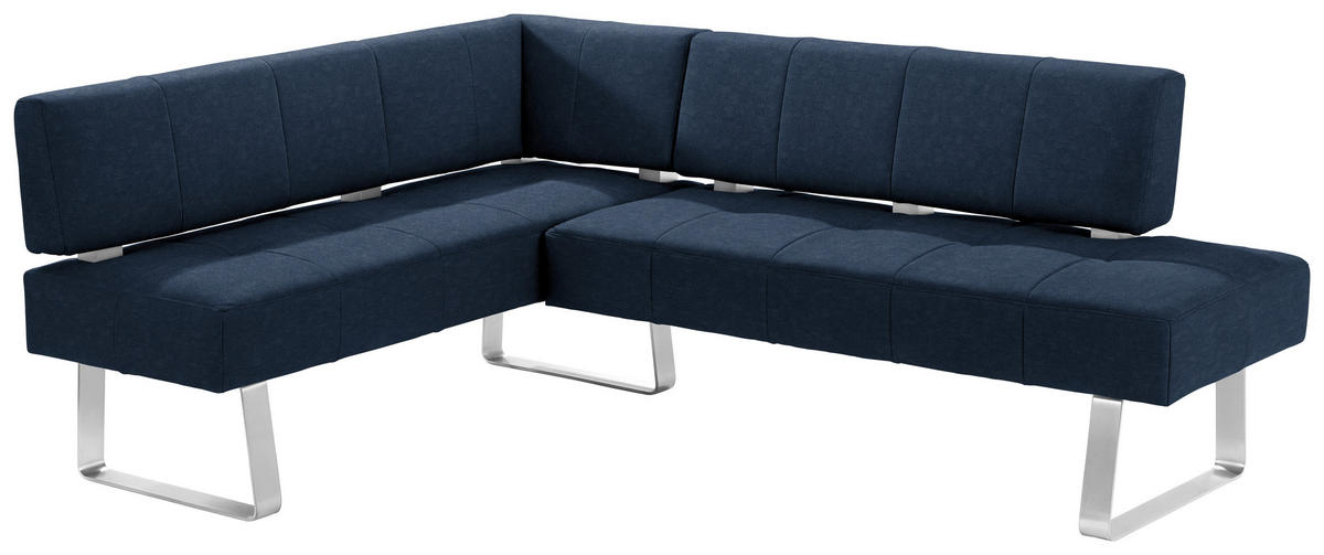 ECKBANK 165/227 cm Mikrofaser Edelstahlfarben, Dunkelblau Metall   - Edelstahlfarben/Dunkelblau, Design, Textil/Metall (165/227cm) - Moderano