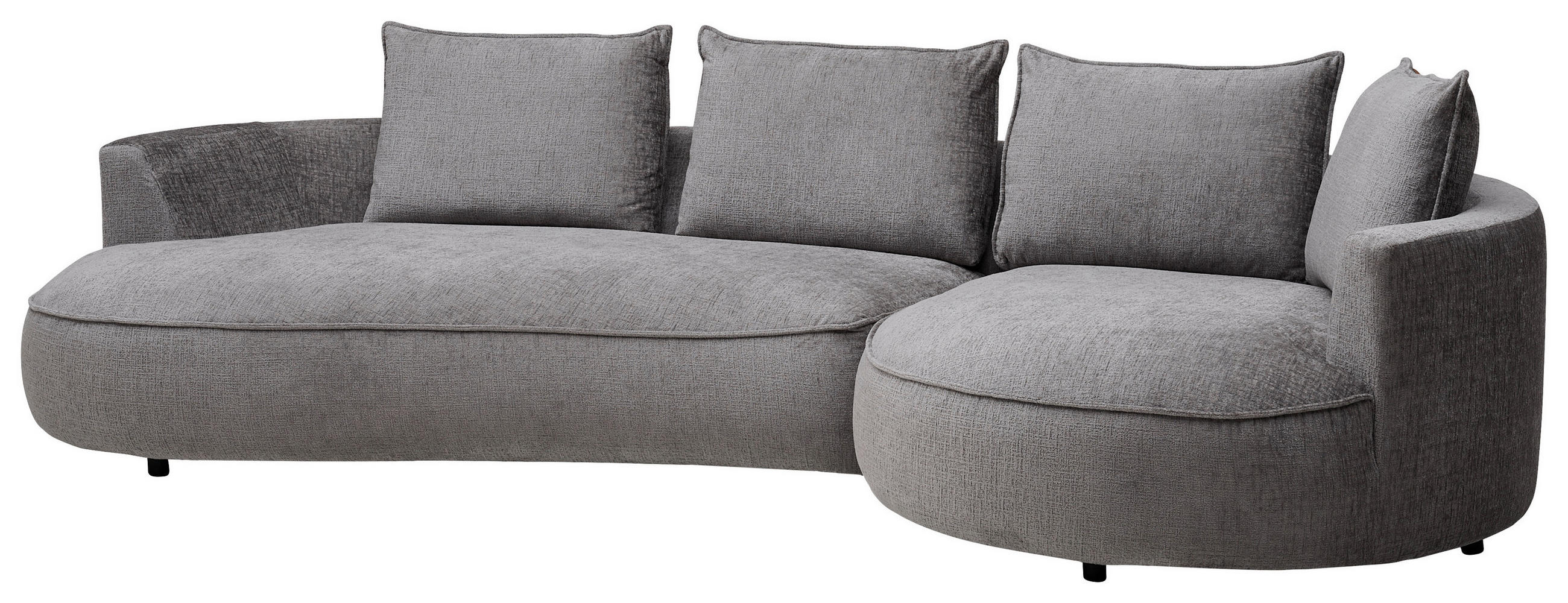BIGSOFA in Chenille Grau  - Schwarz/Grau, Design, Kunststoff/Textil (322/82/154cm) - home24