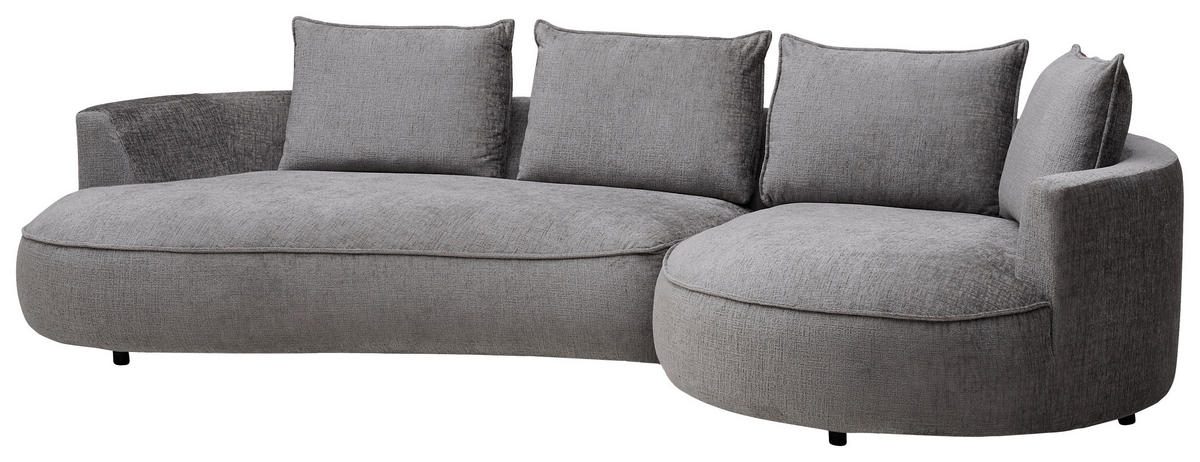 BIGSOFA in Chenille Grau  - Schwarz/Grau, Design, Kunststoff/Textil (322/82/154cm) - home24
