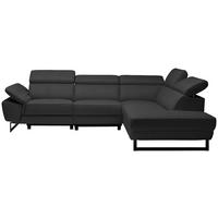 ECKSOFA in Echtleder Anthrazit  - Anthrazit/Schwarz, Design, Leder/Metall (281/225cm) - Celina Home