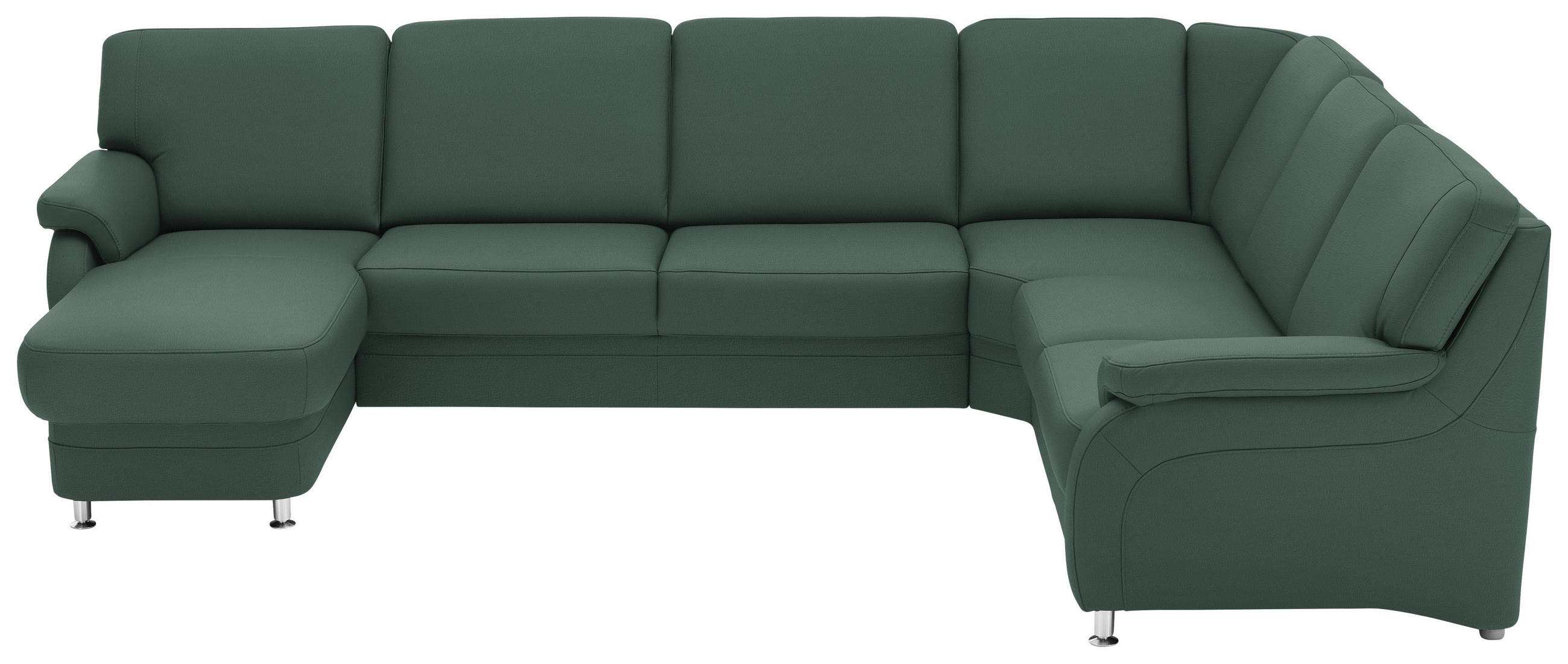 WOHNLANDSCHAFT Echtleder Opal  - Opal/Alufarben, Konventionell, Leder/Metall (165/329/239cm) - Beldomo Premium